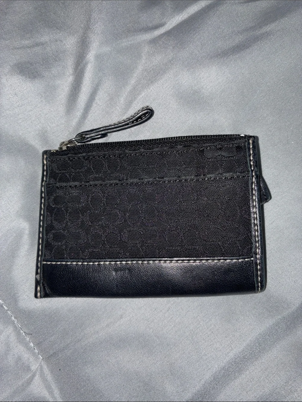 Coach Black Signature Zip Card Wallet